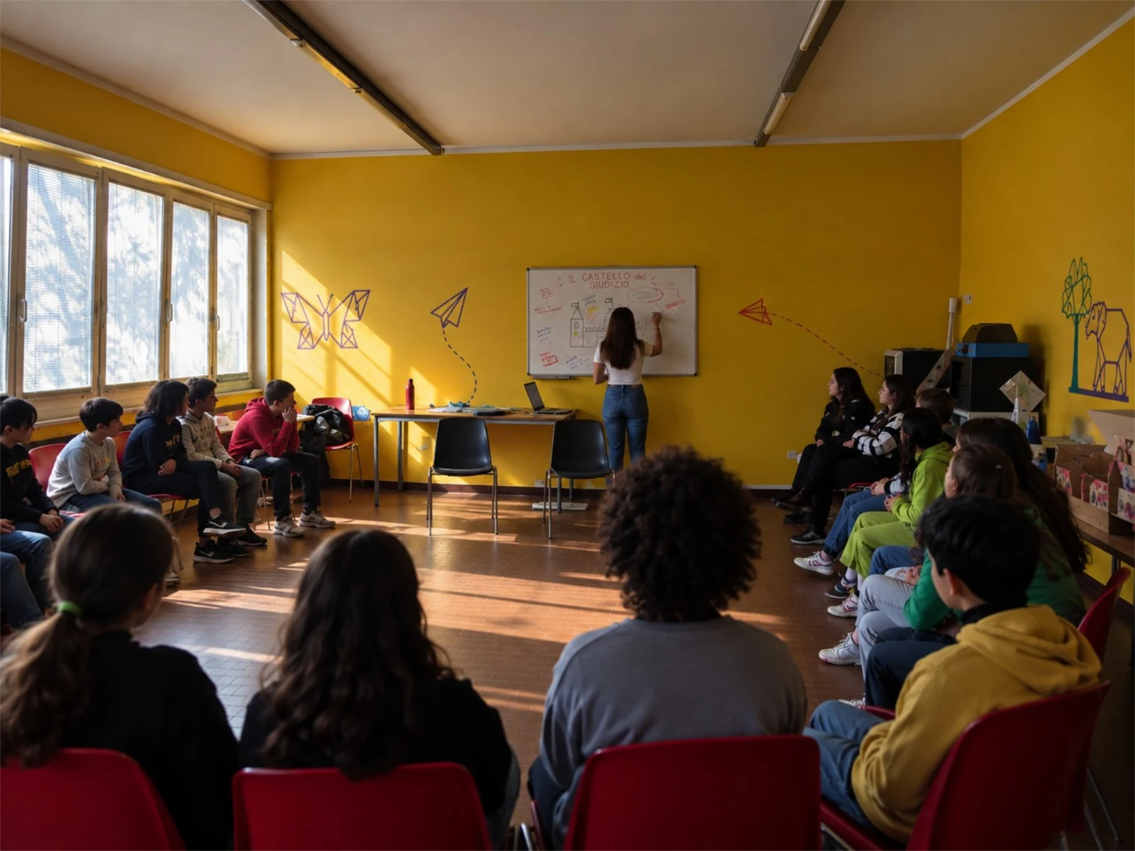 Un incontro Filopratica con studenti in cerchio a scuola
